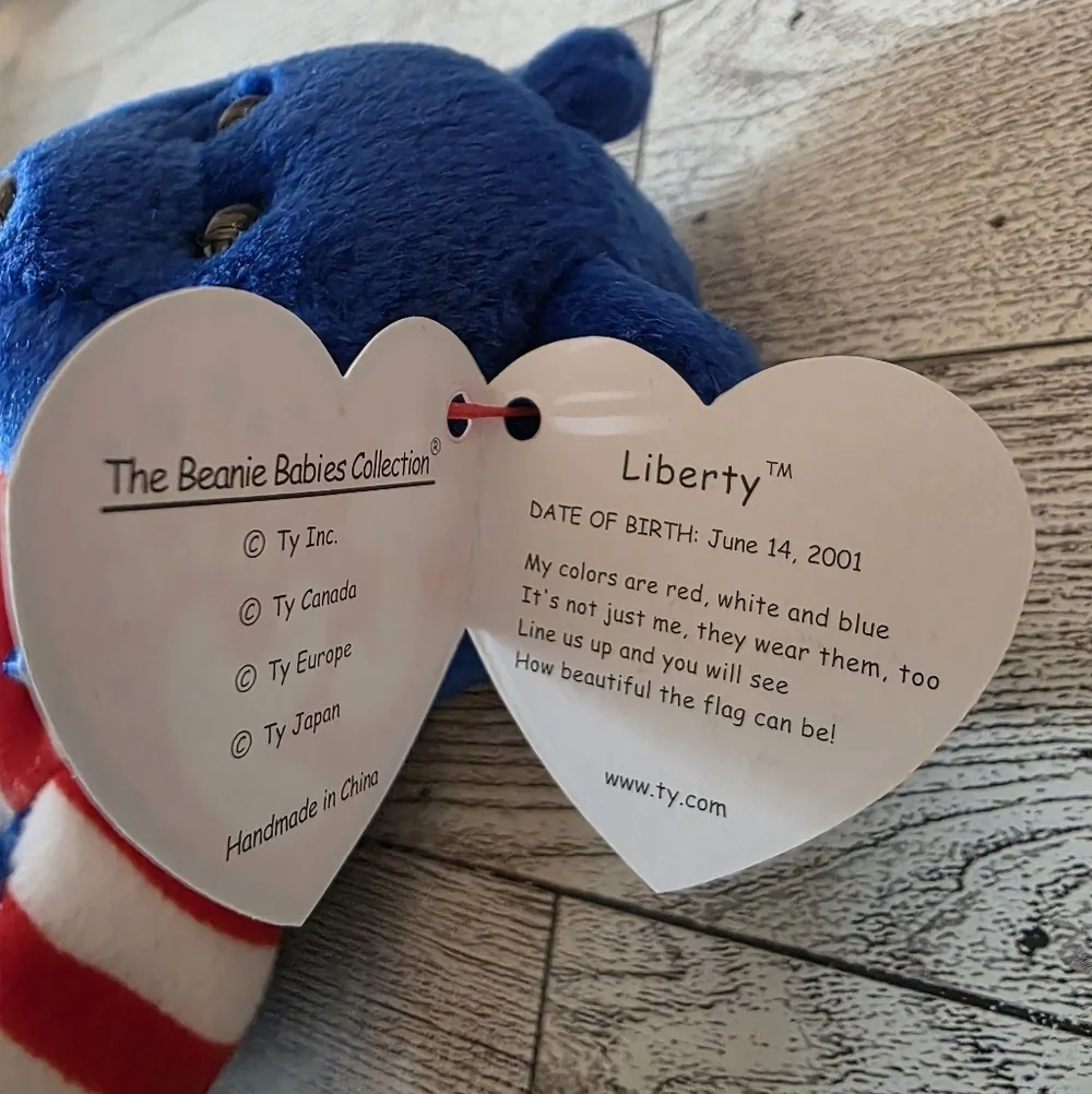 Ty Liberty  Blue and Red Striped Bear Plush